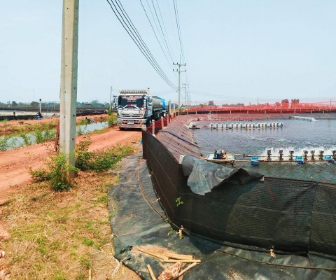 เติมน้ำเค็มบ่อกุ้ง